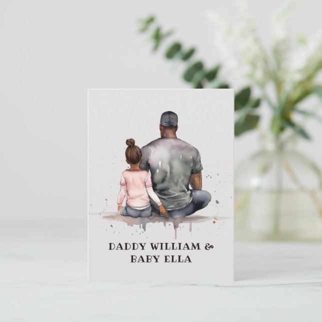 Personalized Black Father and Daughter (5) Postcard (Standing Front)
