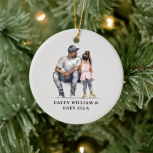 Personalized Black Father and Daughter (6) Ceramic Ornament