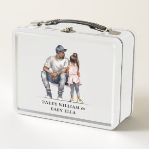 Personalized Black Father and Daughter (6) Metal Lunch Box