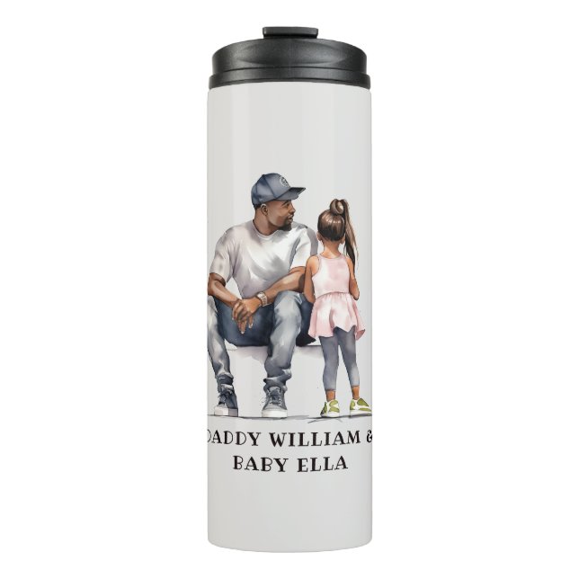 Personalized Black Father and Daughter (6) Thermal Tumbler (Front)