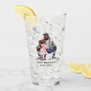 Personalized Black Father and Daughter (7) Glass