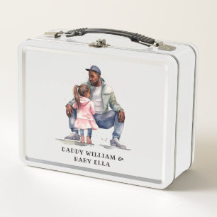 Personalized Black Father and Daughter (7) Metal Lunch Box
