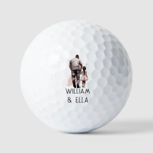Personalized Black Father and Daughter Golf Balls