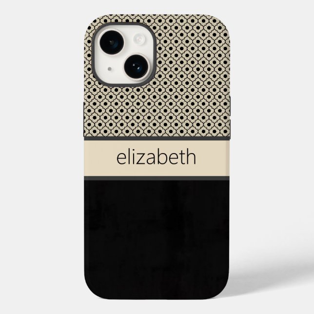 Personalized Black Floral Dots Phone Case (Back)