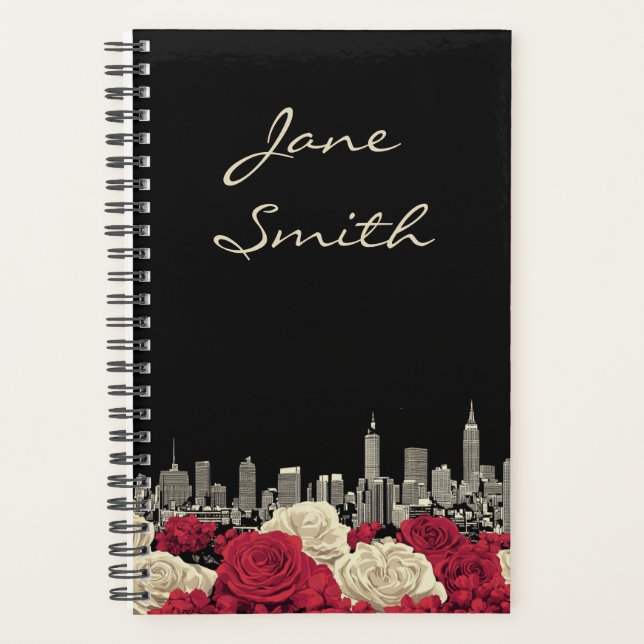 Personalized Black Floral Family Planner  (Front)