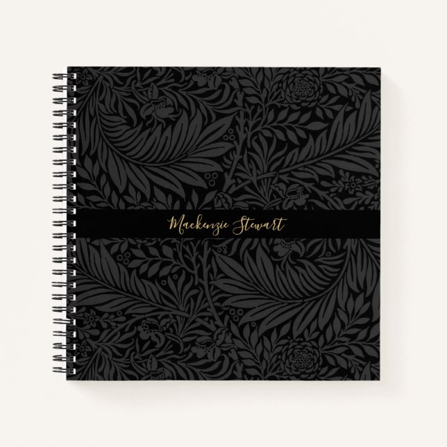 Personalized Black Floral Pattern Notebook (Front)