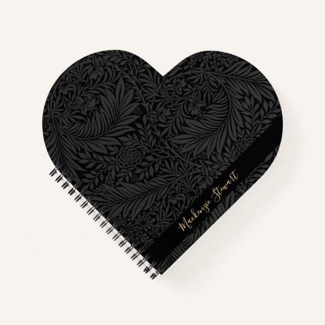 Personalized Black Floral Pattern Notebook (Front)