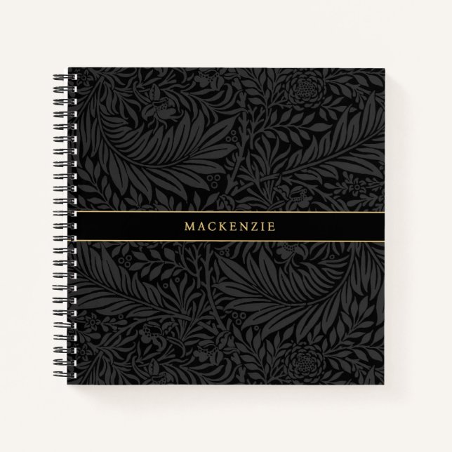 Personalized Black Floral Pattern Notebook (Front)
