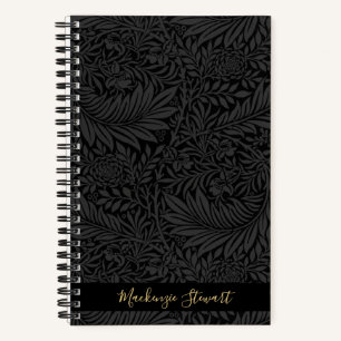 Personalized Black Floral Pattern Notebook