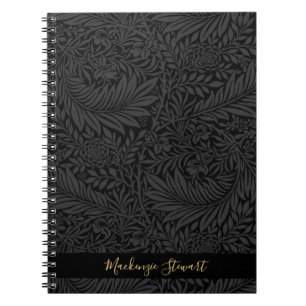 Personalized Black Floral Pattern Notebook