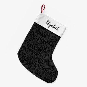 Personalized Black Floral Pattern Small Christmas Stocking