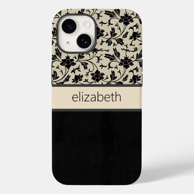 Personalized Black Floral Phone Case (Back)