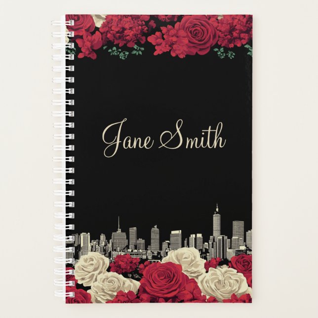 Personalized Black Floral Small Business Planner  (Front)