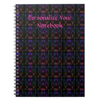 Personalized Black Fractal Mosaic Spiral Notebook