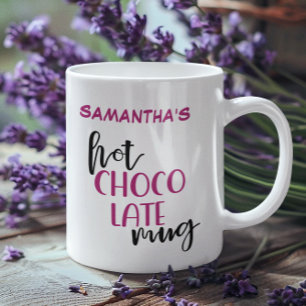 Personalized Black Fuchsia Hot Chocolate Mug