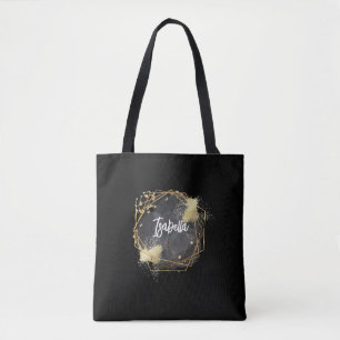 Personalized Black Geometric Thermal Tumbler Tote Bag