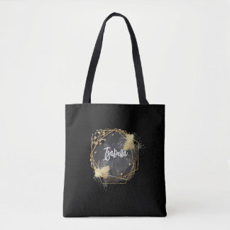 Personalized Black Geometric Thermal Tumbler Tote Bag