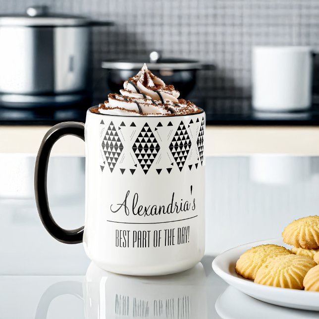 Personalized Black Geometric Triangles  Mug (Creator Uploaded)