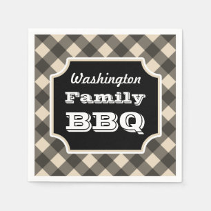 Personalized Black Gingham Napkins
