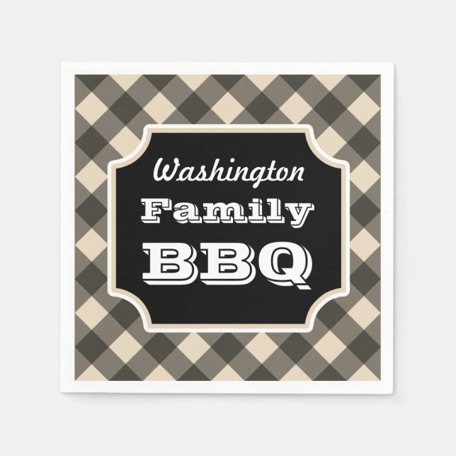 Personalized Black Gingham Napkins (Front)