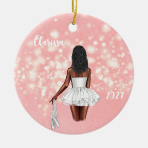 Personalized Black Girl Ballerina Ornament