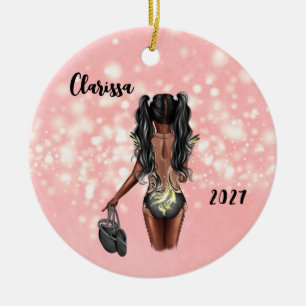 Personalized Black Girl Kids Dance Ornament