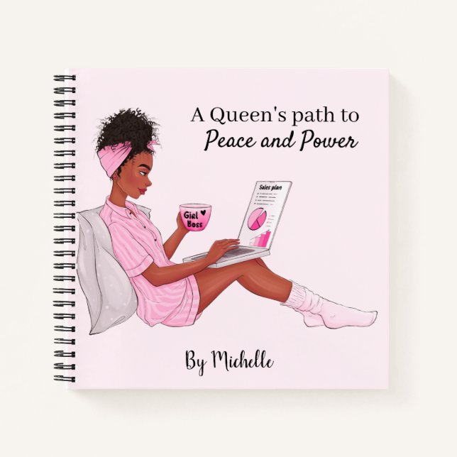 Personalized Black Girl Notebook, Custom Journal (Front)