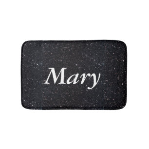 Personalized Black Glitter Bath Mat