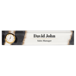 Personalized black & gold agate nameplate