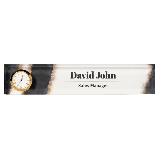 Personalized black & gold agate nameplate (Front)