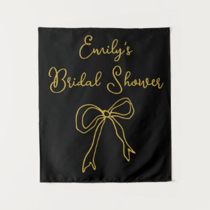 Personalized Black Gold Bridal Shower Photo Booth Tapestry