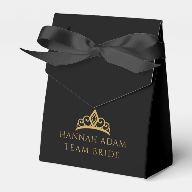 Personalized Black & Gold Bridesmaid Gift Favor Box (Front Side)
