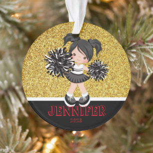 Personalized Black & Gold Cheerleading Ornament
