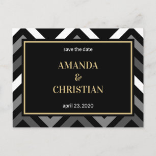 Personalized - Black Gold Chevron Save The Date Postcard
