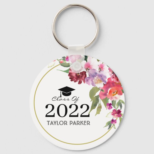 Personalized black gold Class of 2022  Keychain (Front)