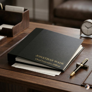 Personalized Black & Gold Executive Corporate Binder