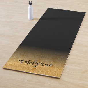 Personalized Black Gold Exercise Mat