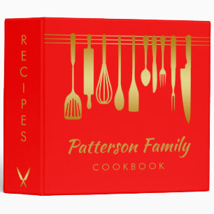 Personalized Black Gold Family Recipe Cookbook Binder