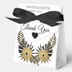 Personalized Black & Gold Floral Anniversary Party Favor Box