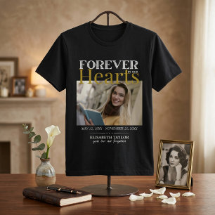 Personalized Black Gold Funeral Photo Memorial T-Shirt