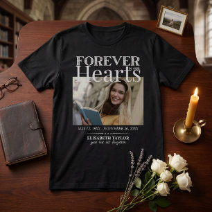 Personalized Black Gold Funeral Photo Memorial T-Shirt