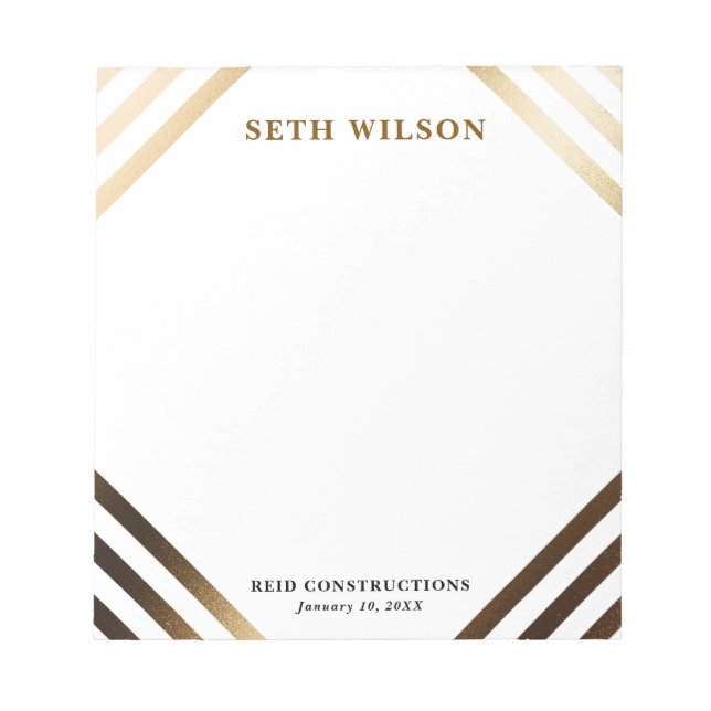 Personalized Black Gold Geometric Name Notepad (Front)