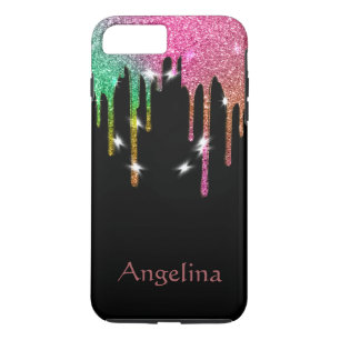 Personalized Black Gold Glitter Confetti Dripping Case-Mate iPhone Case