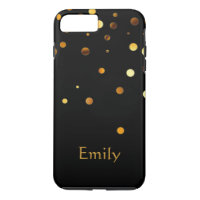 Personalized Black Gold Glitter Faux Confetti