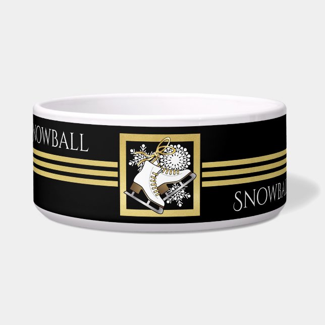 Personalized Black Gold Glitter Ice Skating Pet (Front)