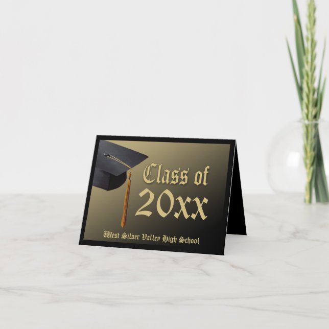 Personalized Black + Gold Graduation Announcement (Front)
