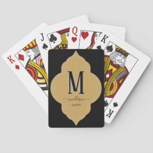 Personalized black gold & grey  playing cards