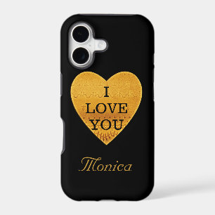 Personalized Black & Gold Heart I Love You