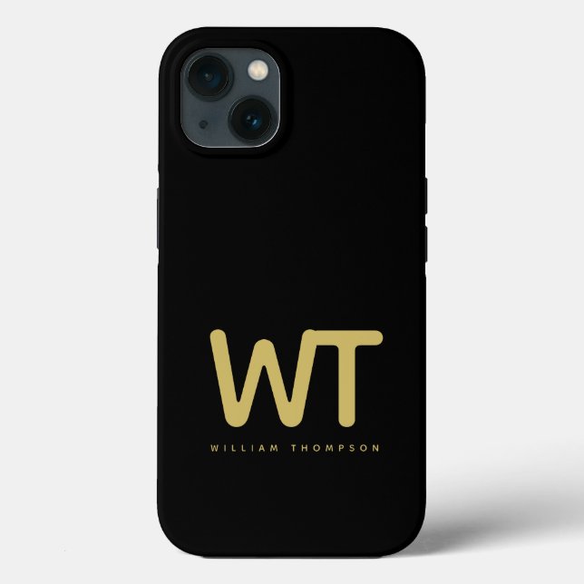 Personalized Black Gold Initials Logo Case-Mate iPhone Case (Back)
