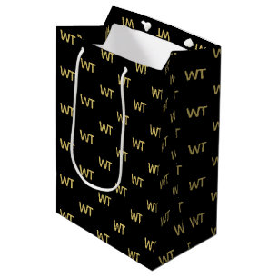 Personalized Black Gold Initials Logo  Medium Gift Bag